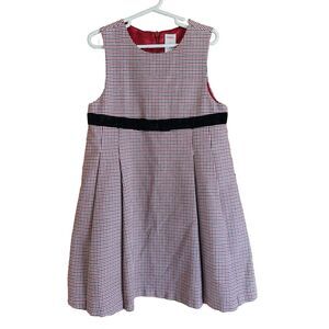 Gymboree Girls Kid Dress Red Black Houndstooth Velvet Bow Christmas Portrait 7